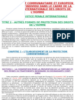 7 - Droit Communautaire Et Européen - L'individu Dans Le Cadre de La Protection Internationale Des Droits de L'homme