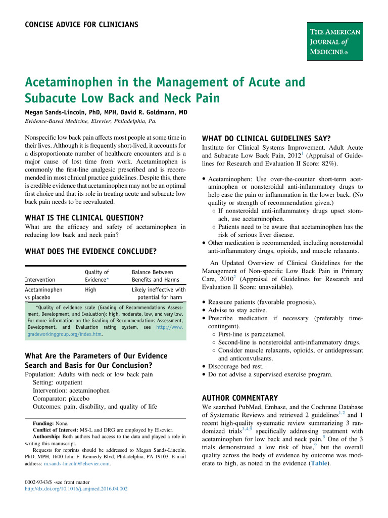 AcetaminophenintheManagementofAcuteandSubac PDF