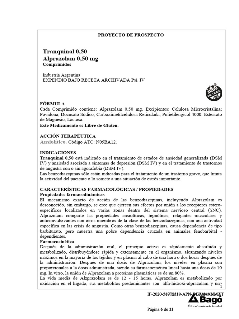 tranquinal alprazolam precio