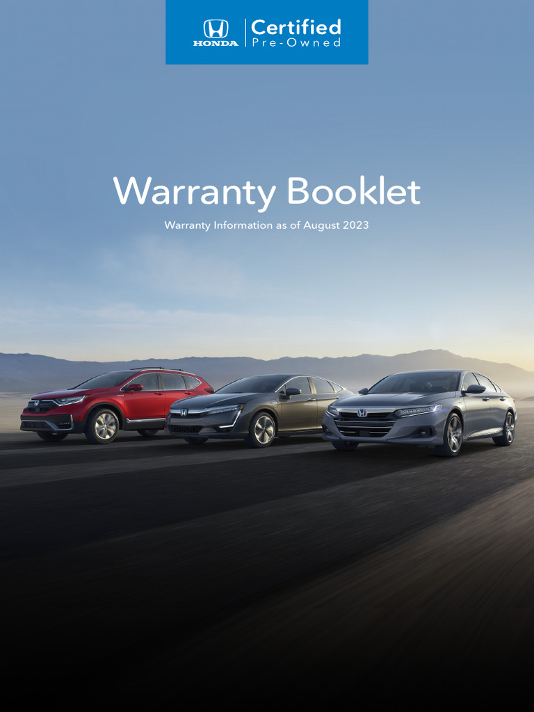 Honda Certified Pre Owned Vehicles Warranty Booklet PDF