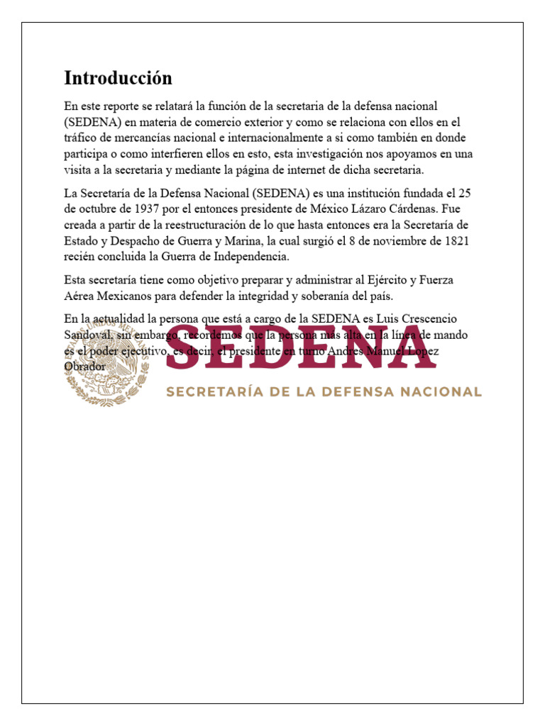 Funciones de SEDENA en Comercio Exterior | PDF | México | Gobierno