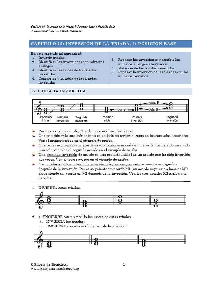 Inversión de Triadas en Música | PDF | Acorde (Música) | Notación musical