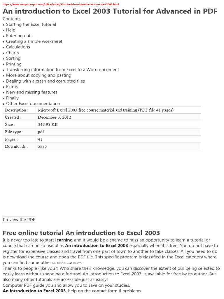 Microsoft Excel 2003 Tutorial Pdf – JFHTV