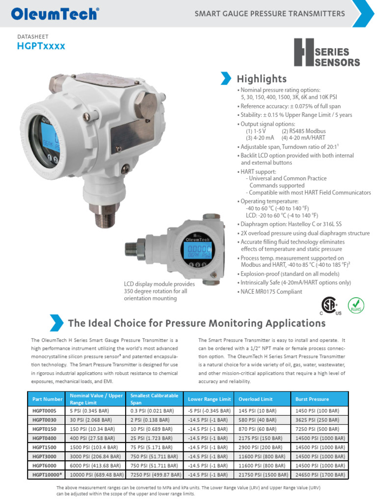 Hgpt Smart Gauge Pressure Transmitter Oleumtech 67 4136 001 (2) PDF