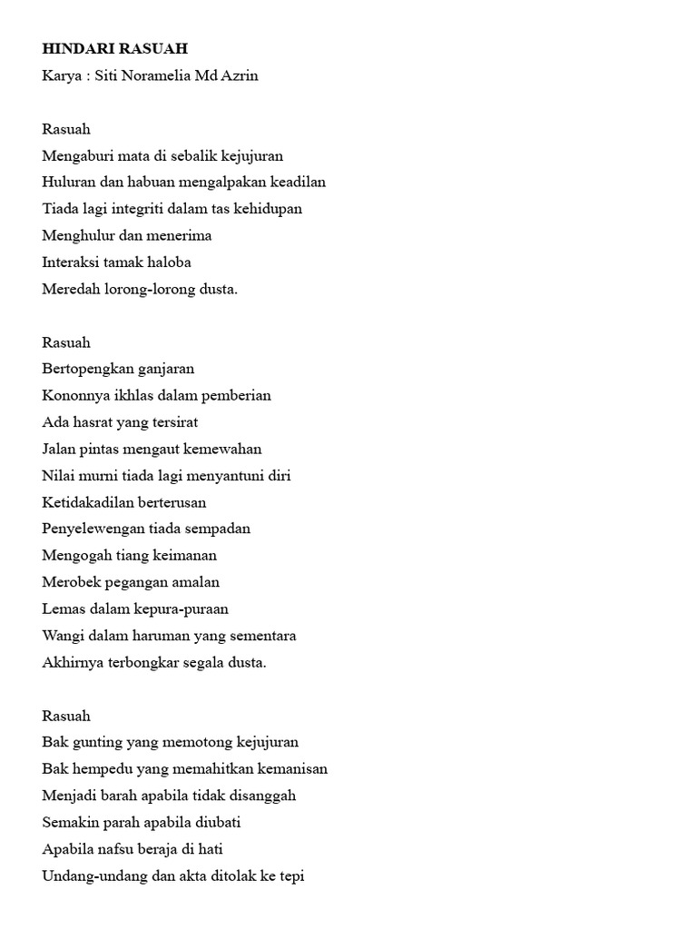 Hindari Rasuah untuk Kehidupan Mulia | PDF