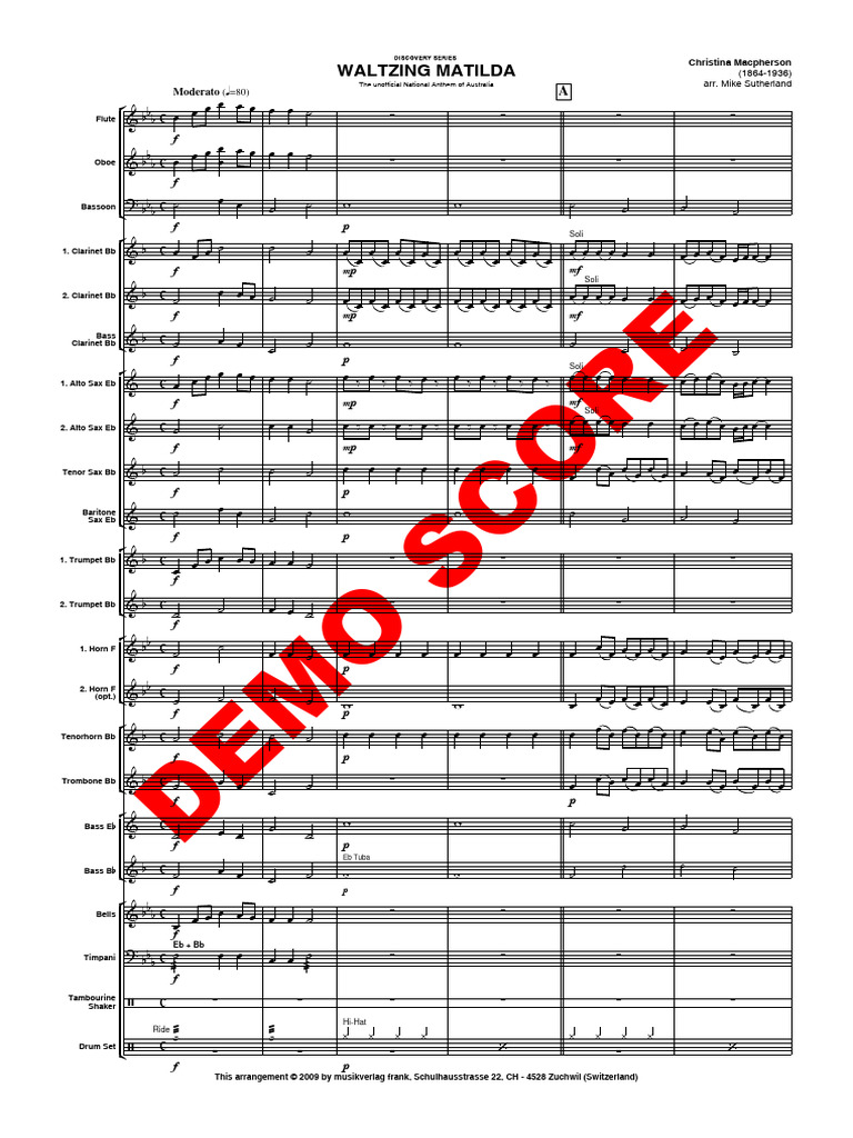 Demo Score: Waltzing Matilda | PDF