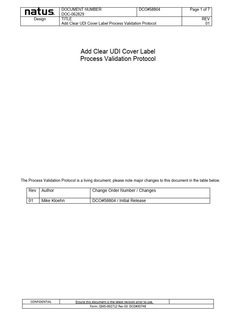 Doc 062829 rev 01 add clear udi cover label process validation protocol