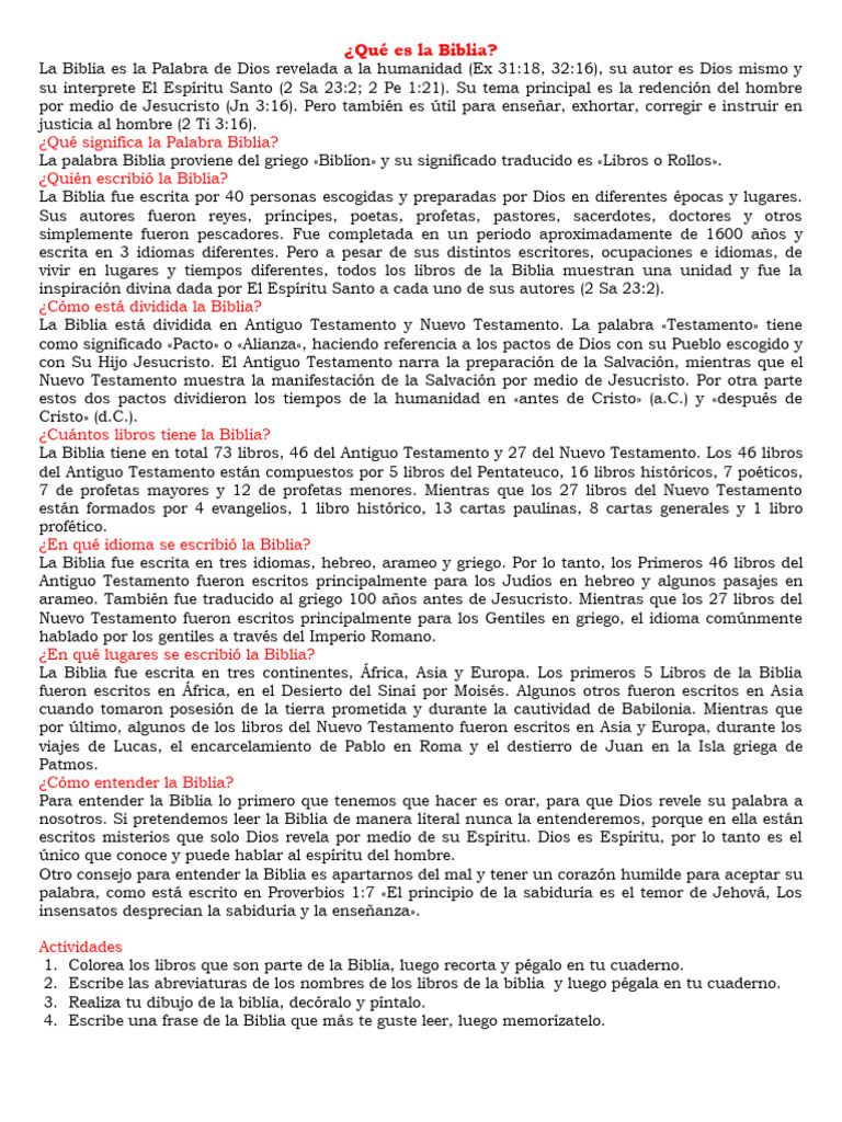 Estructura y libros de la Biblia | PDF | Biblia | Viejo Testamento