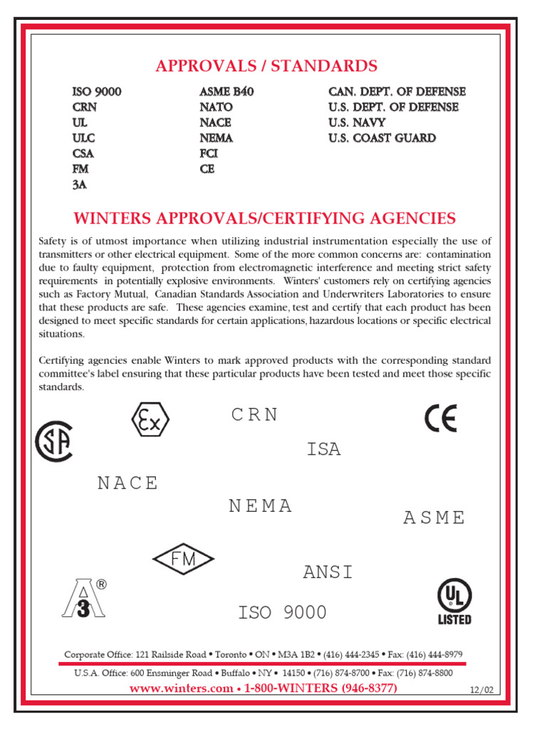 Approvals STANDARTS WINTERS INSTRUMENTS | PDF | Physical Sciences ...