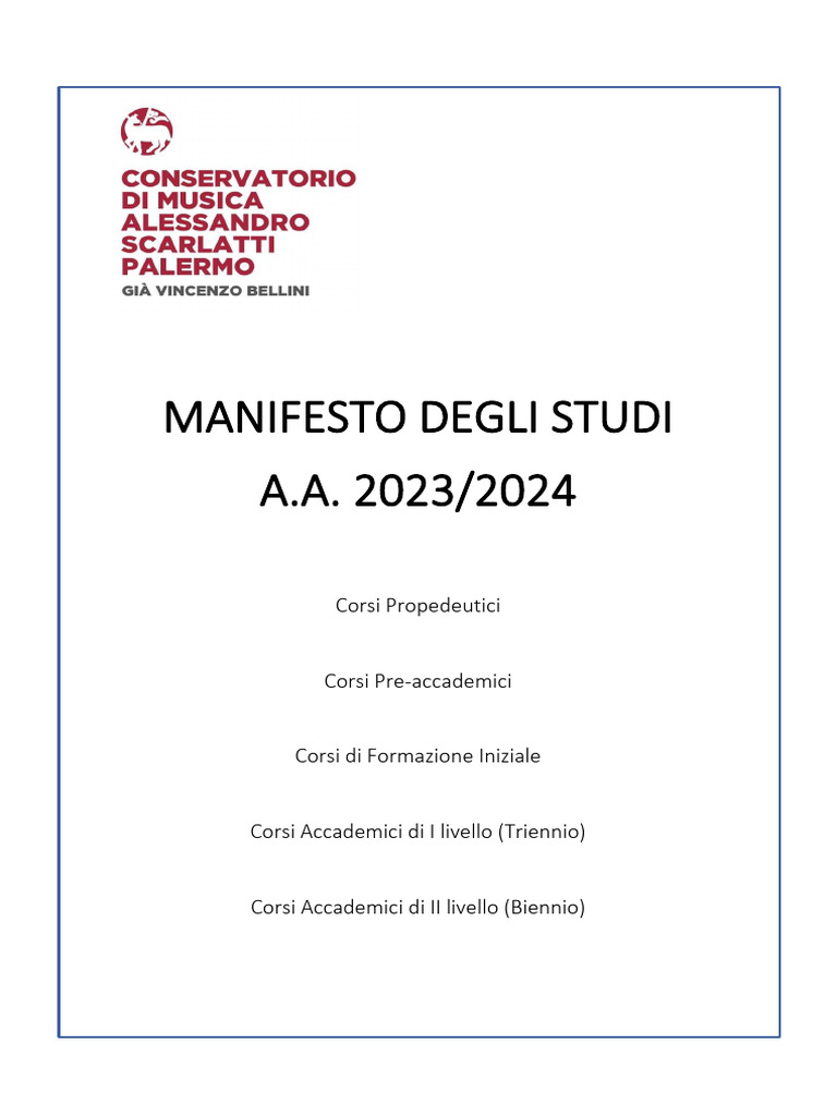Manifesto Degli Studi 2023 2024 PDF