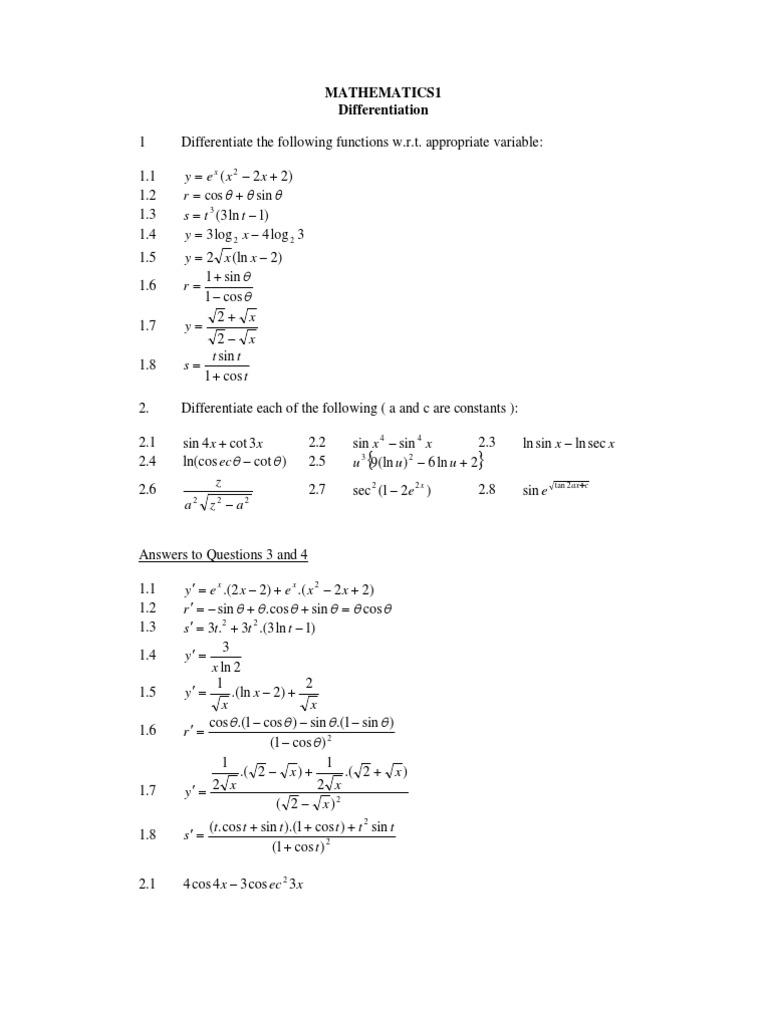 S1 Differentiation 1 | PDF