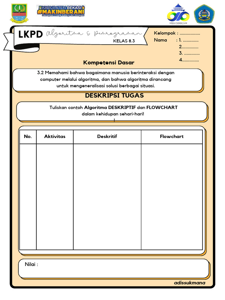 LKPD Algoritma Kelas 8.3 | PDF