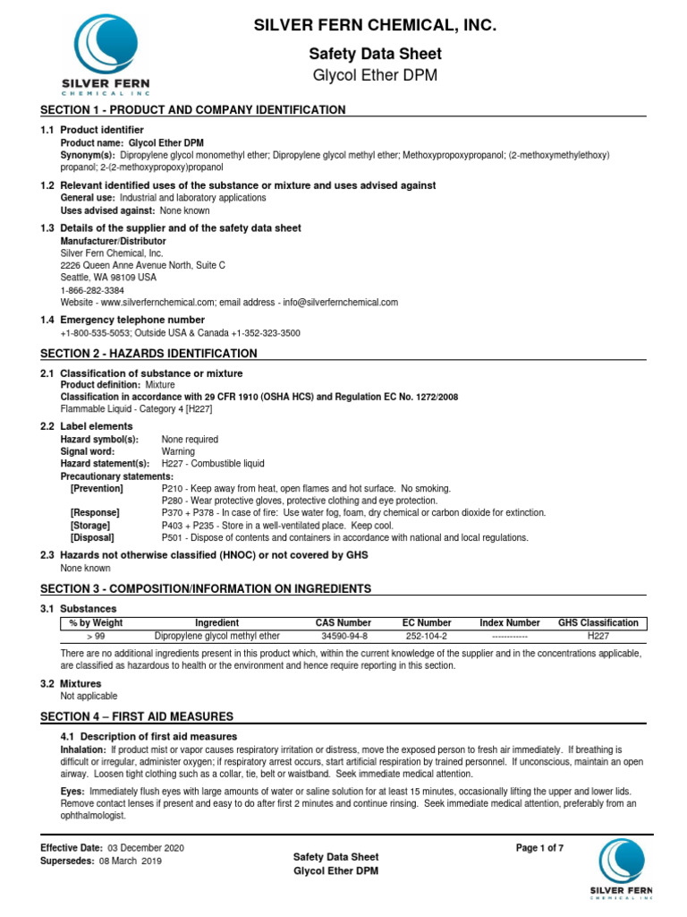 GlycolEtherDPMSDS2020 PDF