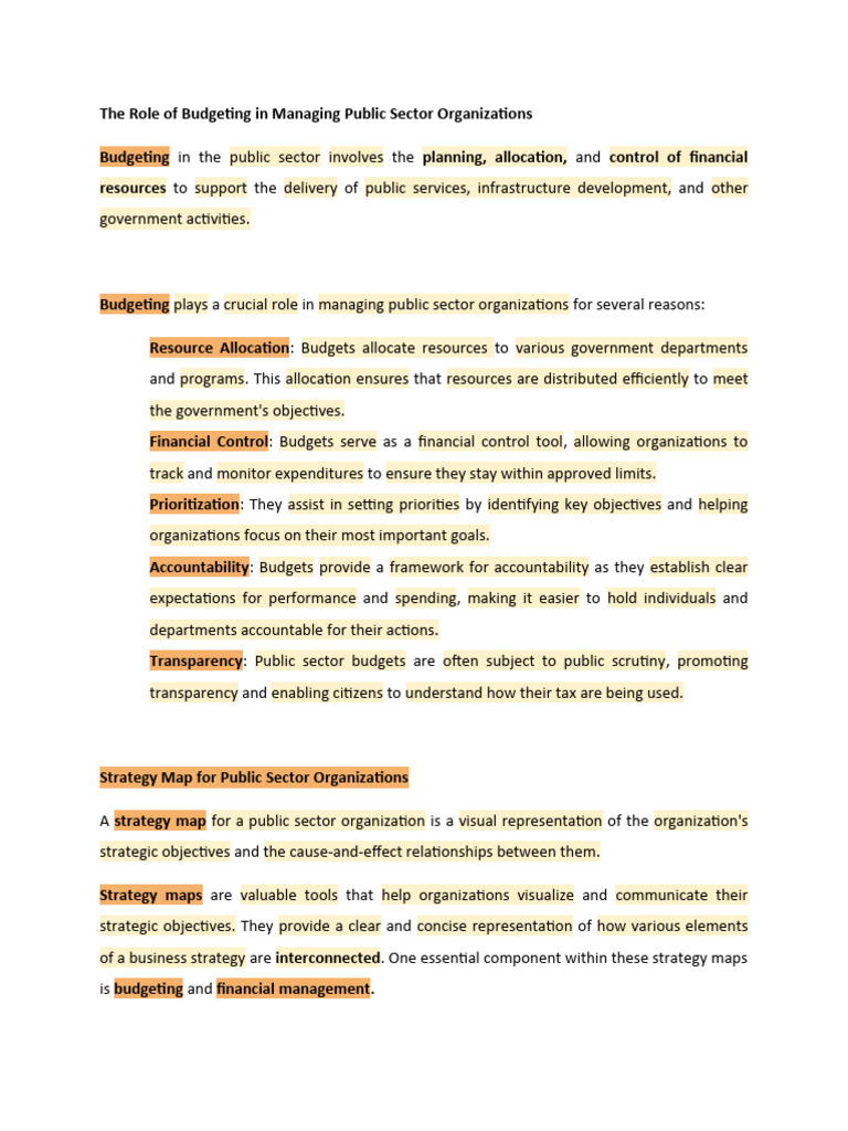 Budgeting in Public Sector Management | PDF
