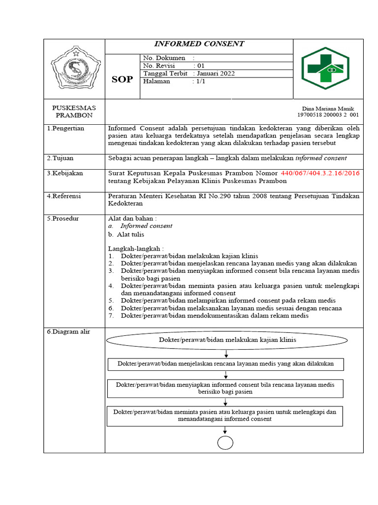 3.1 Sop Informed Consent | PDF | Pengembangan Diri