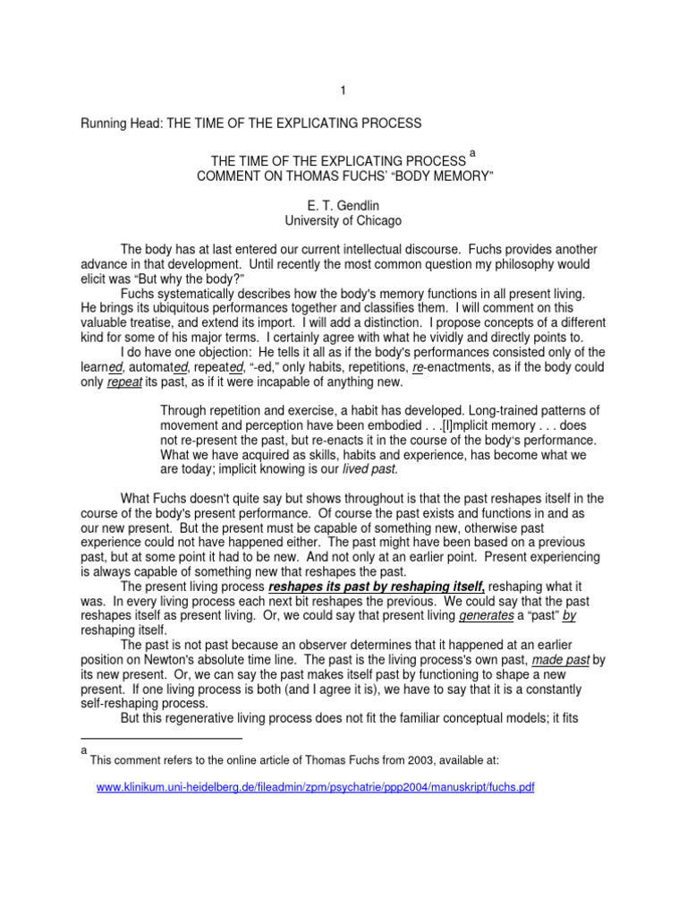 Body Memory and Living Process Insights | PDF | Experience | Consciousness
