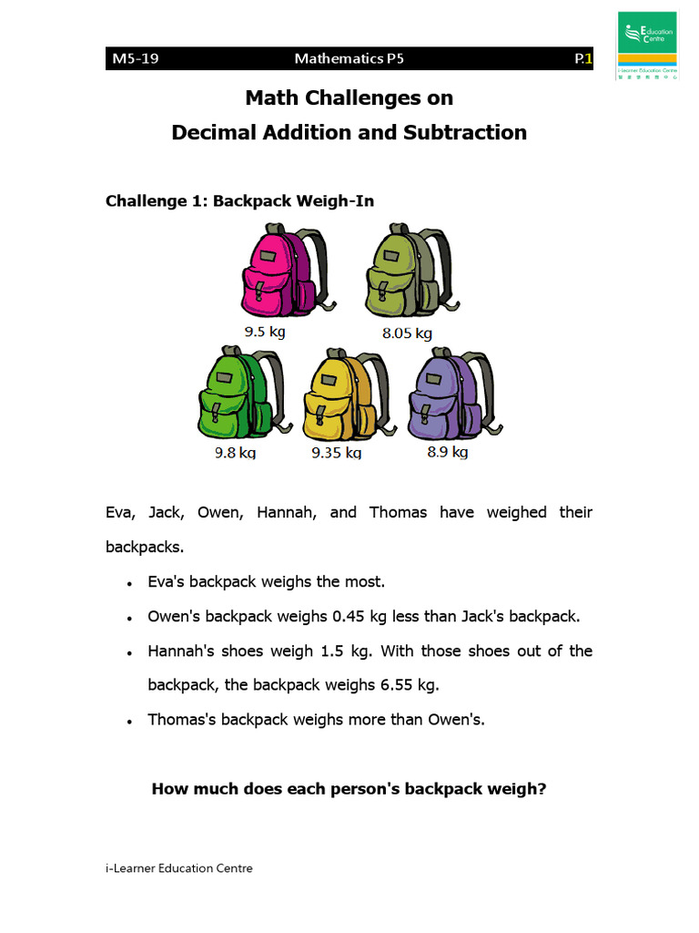 Math challenges on decimal by michael pdf salad food and