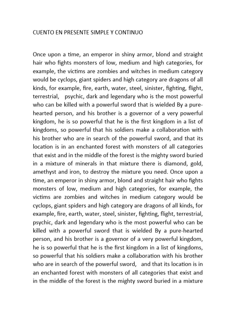 Cuento en Presente Simple y Continuo | PDF