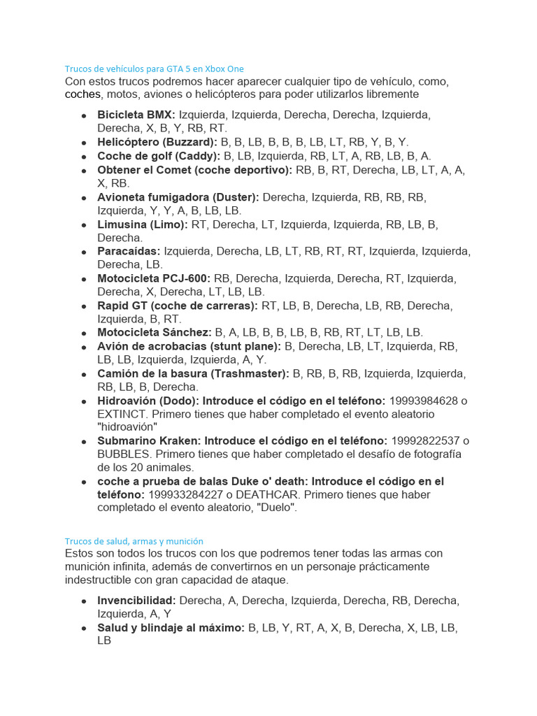 Trucos GTA 5 para Xbox PDF