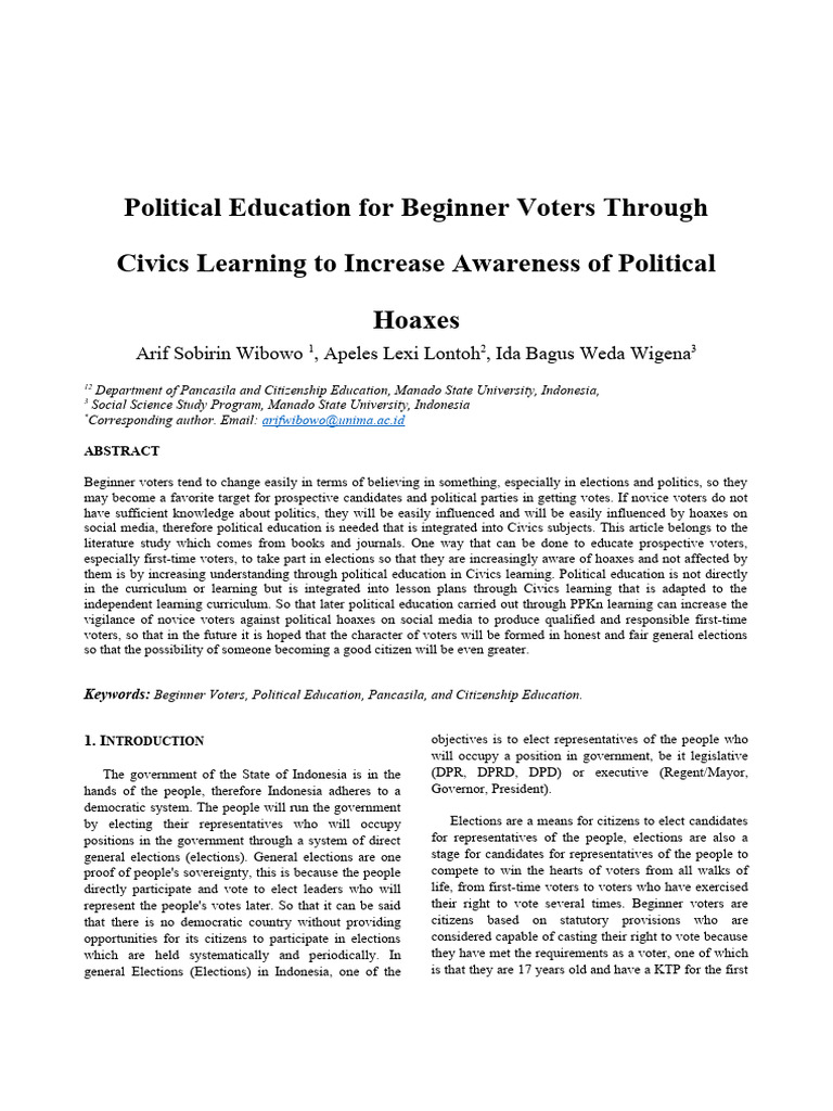 Political Education for Novice Voters | PDF