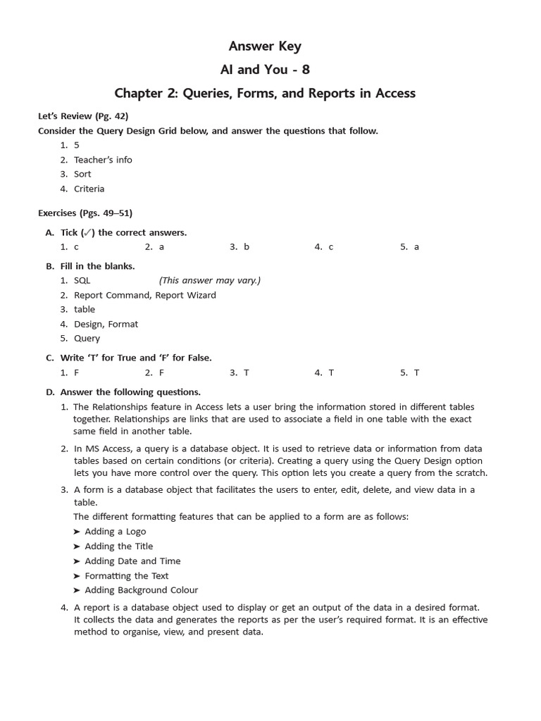 Queries, Forms, and Reports in Access | PDF | Technology & Engineering