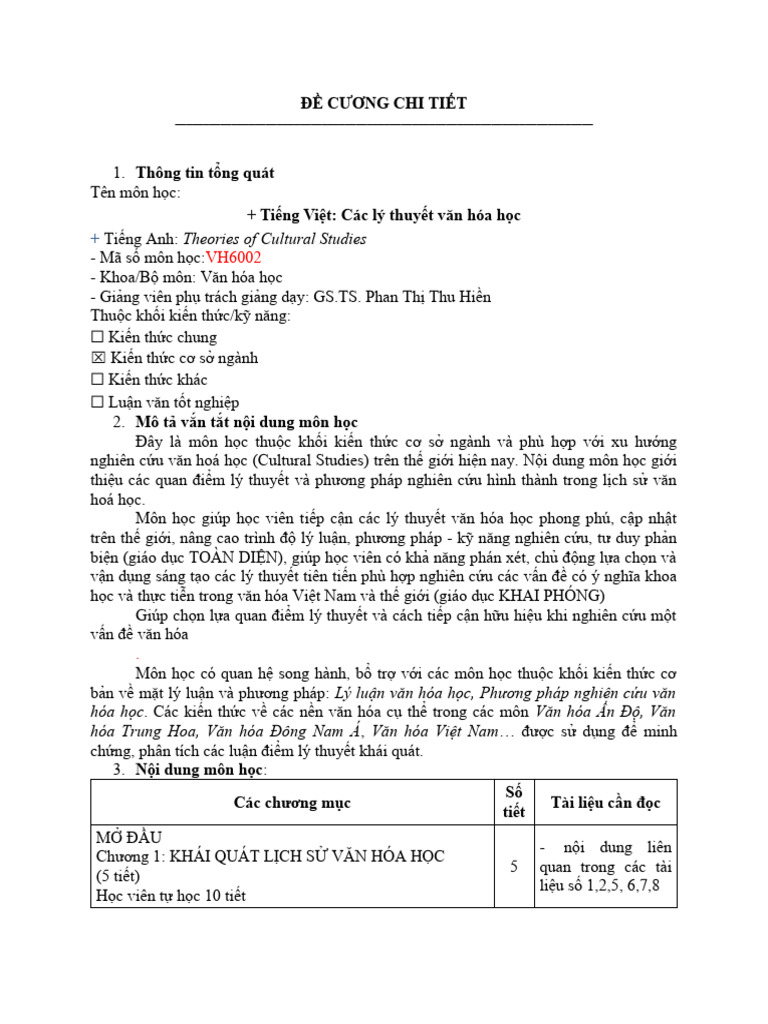 2019.PTH. Ly Thuyet Van Hoa Hoc | PDF