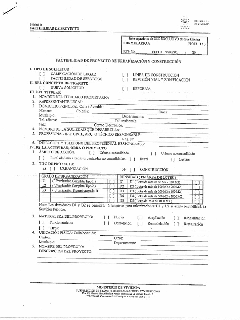 Formulario A y A1 Actualizado Ministerio de Vivienda | PDF