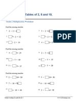 Worksheet 1 - Multiplication Tables of 2, 5 and 10, Missing Factor