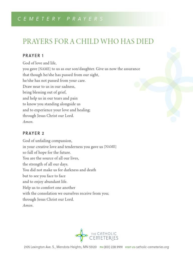Prayers For A Child Who Has Died | PDF | Jesus | Christian Belief And ...