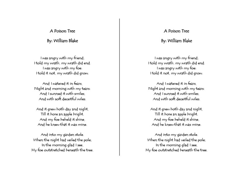 A Poison Tree Pdf | A Poison Tree – PRLCE