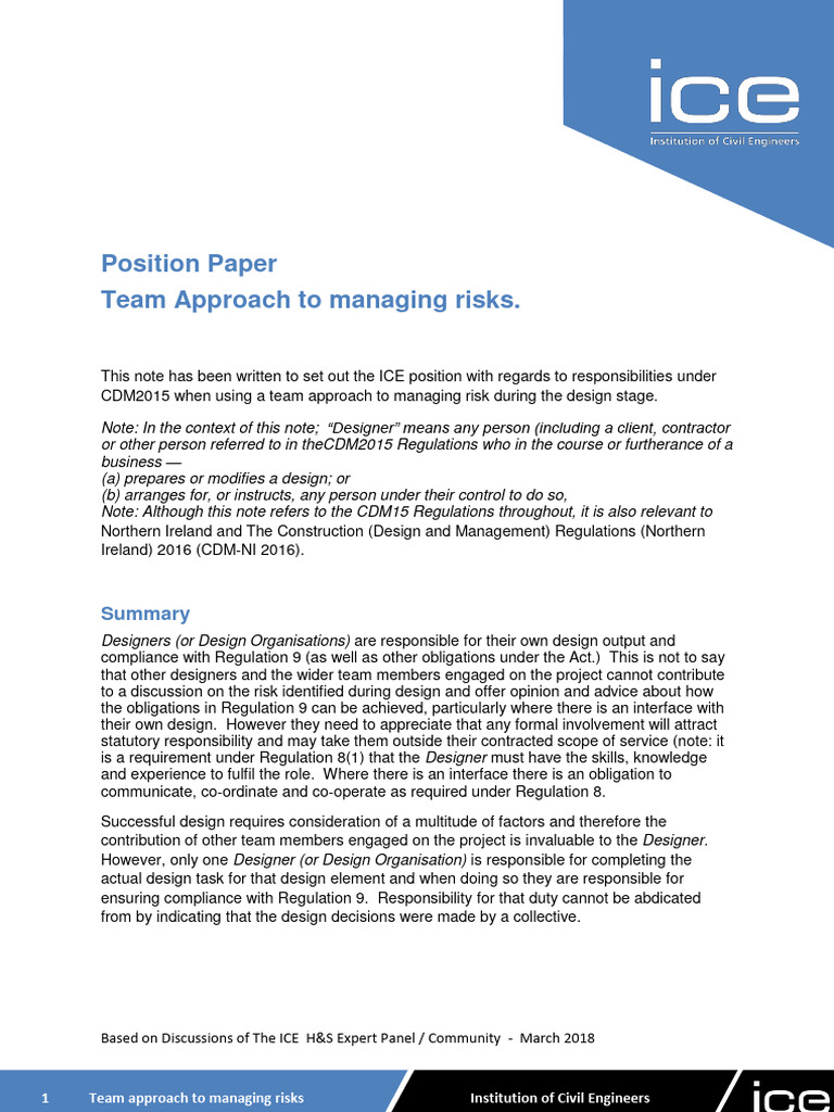 Team Risk Management in CDM 2015 | PDF | Risk | Occupational Safety And ...