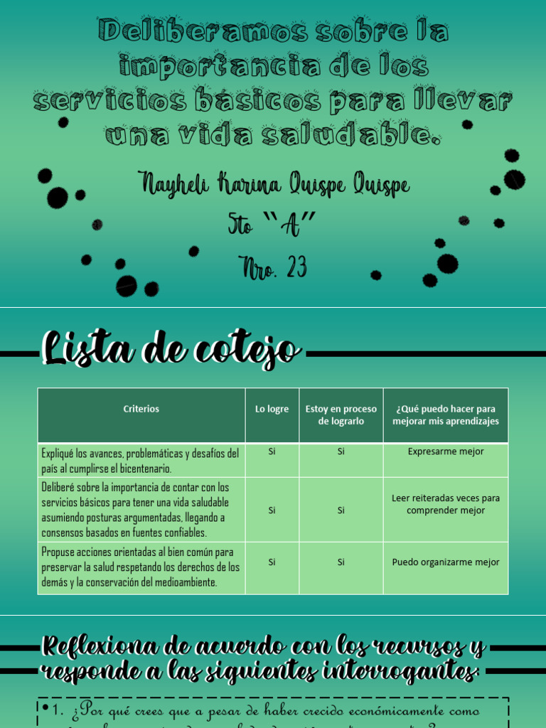 Deliberamos Sobre La Importancia De Los Servicios Basicos Pdf Agua 