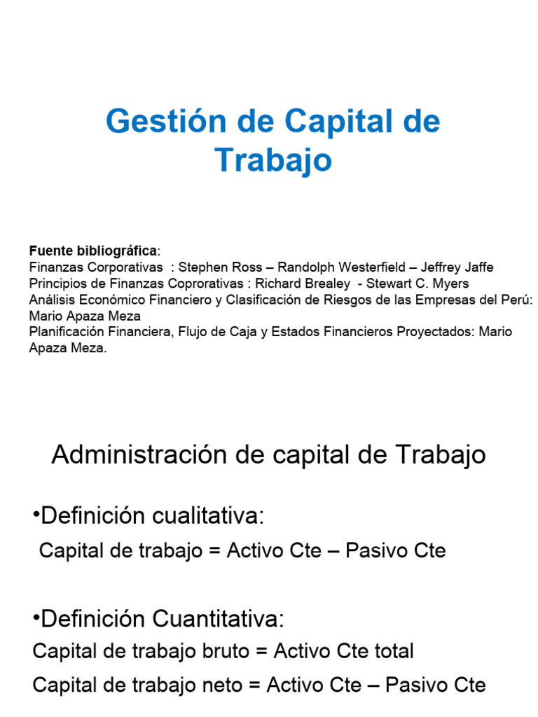 Gestion de Capital de Trabajo | PDF | Capital de trabajo | Economias