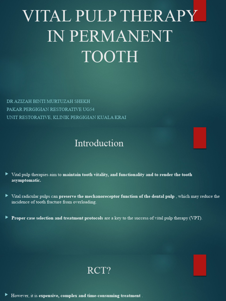 Vital Pulp Therapy for Permanent Teeth | PDF | Diseases And Disorders ...