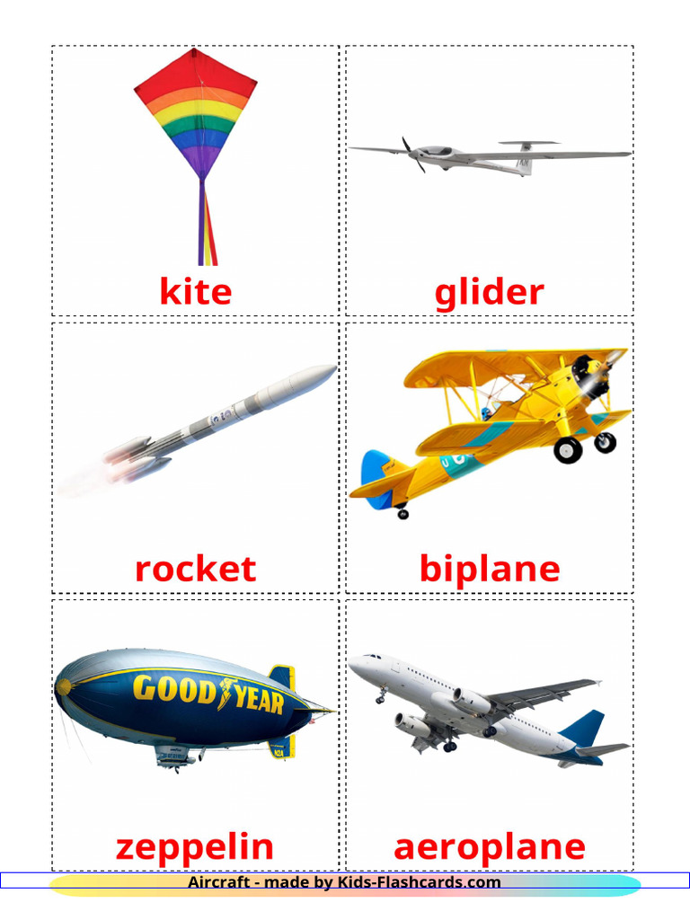 Free Aircraft Flashcards for Kids | PDF