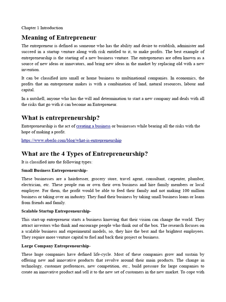Entrepreneurship And E Business Module 1 Pdf Entrepreneurship