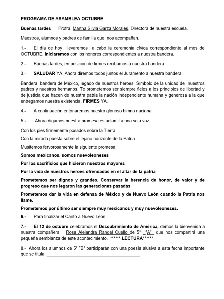 Programa Asamblea de Octubre | PDF | México