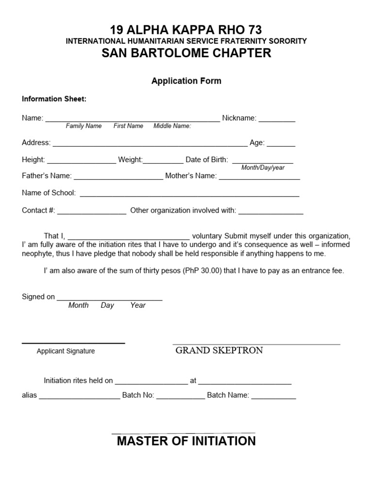 Alpha Kappa Rho Application Form | PDF