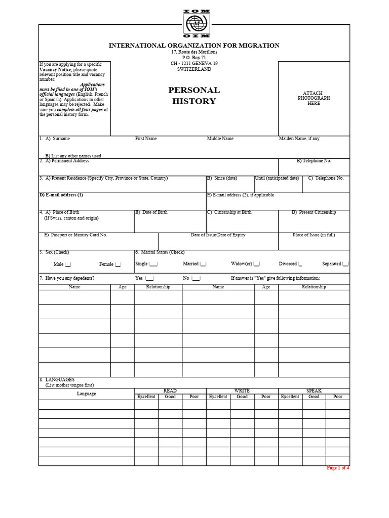 Personal History Form 2016 | PDF | Employment | Diploma