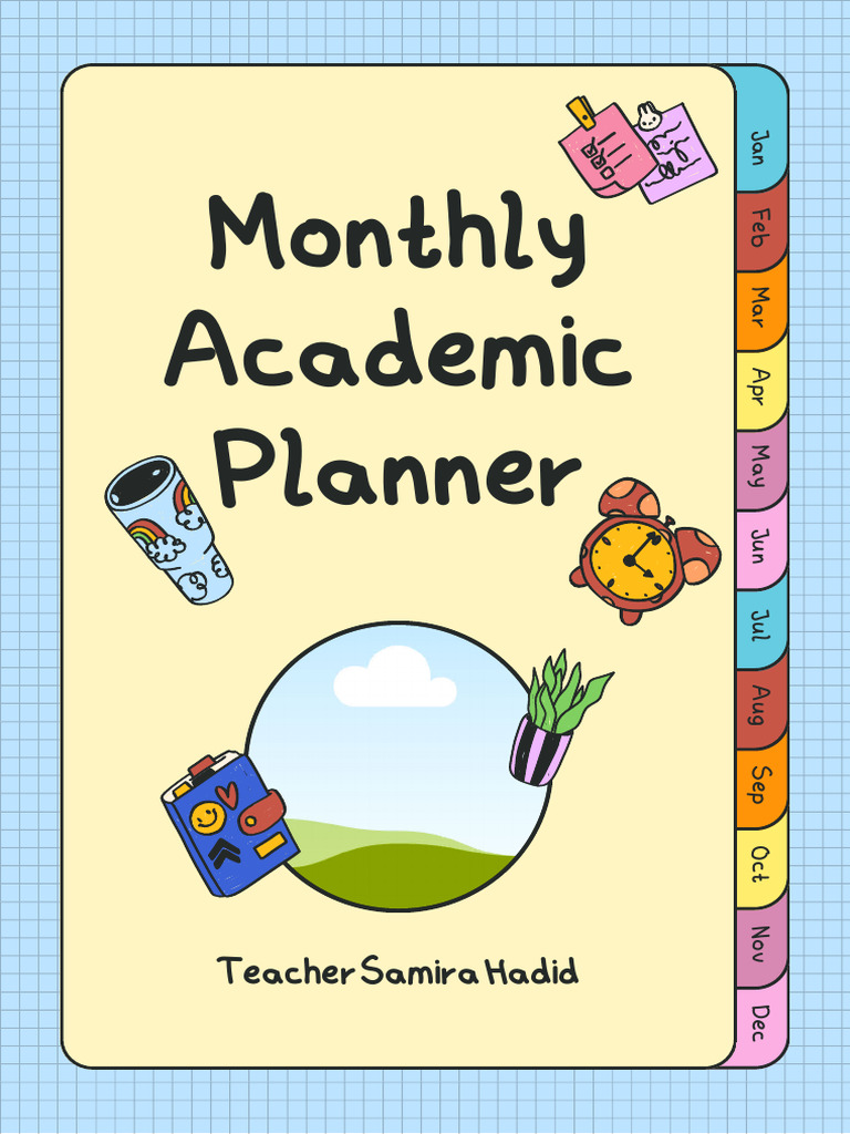 Colorful Fun Monthly Academic Teacher Planner | PDF