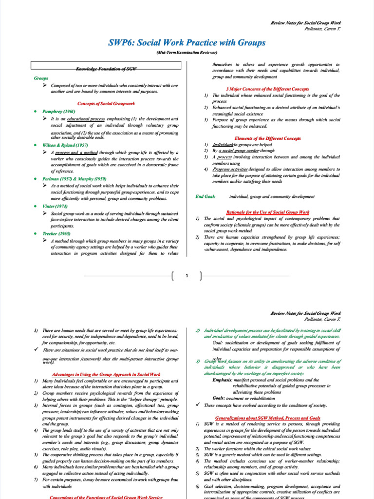 Social Work Practice: Group Dynamics | PDF | Social Group | Experience