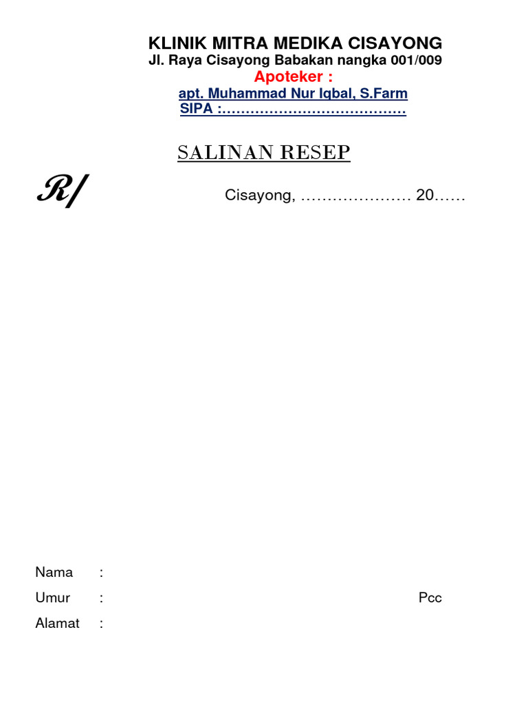 Format Copy Resep | PDF
