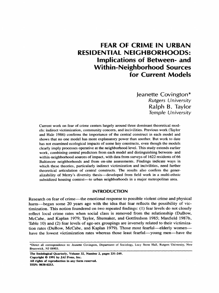 sociological-quarterly-june-1991-covington-fear-of-crime-in-urban