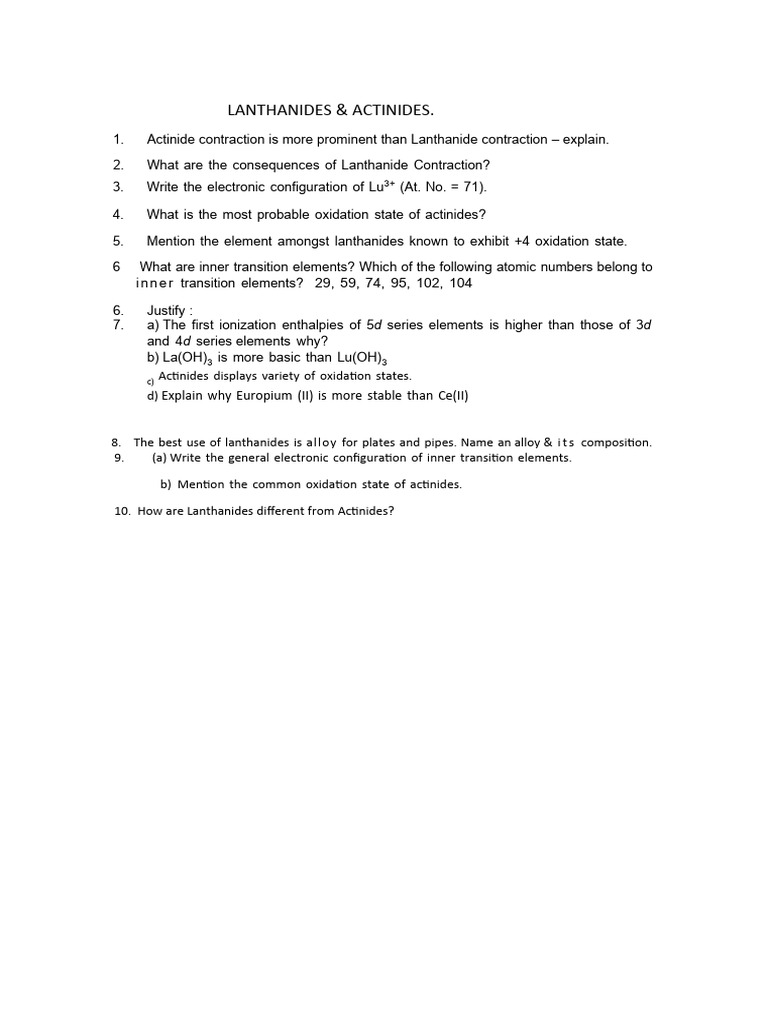 Lanthanides and Actinides. | PDF