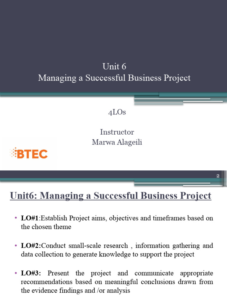 LO#1 Establish Project Aims, Objectives and Timeframes Based On Chosen ...