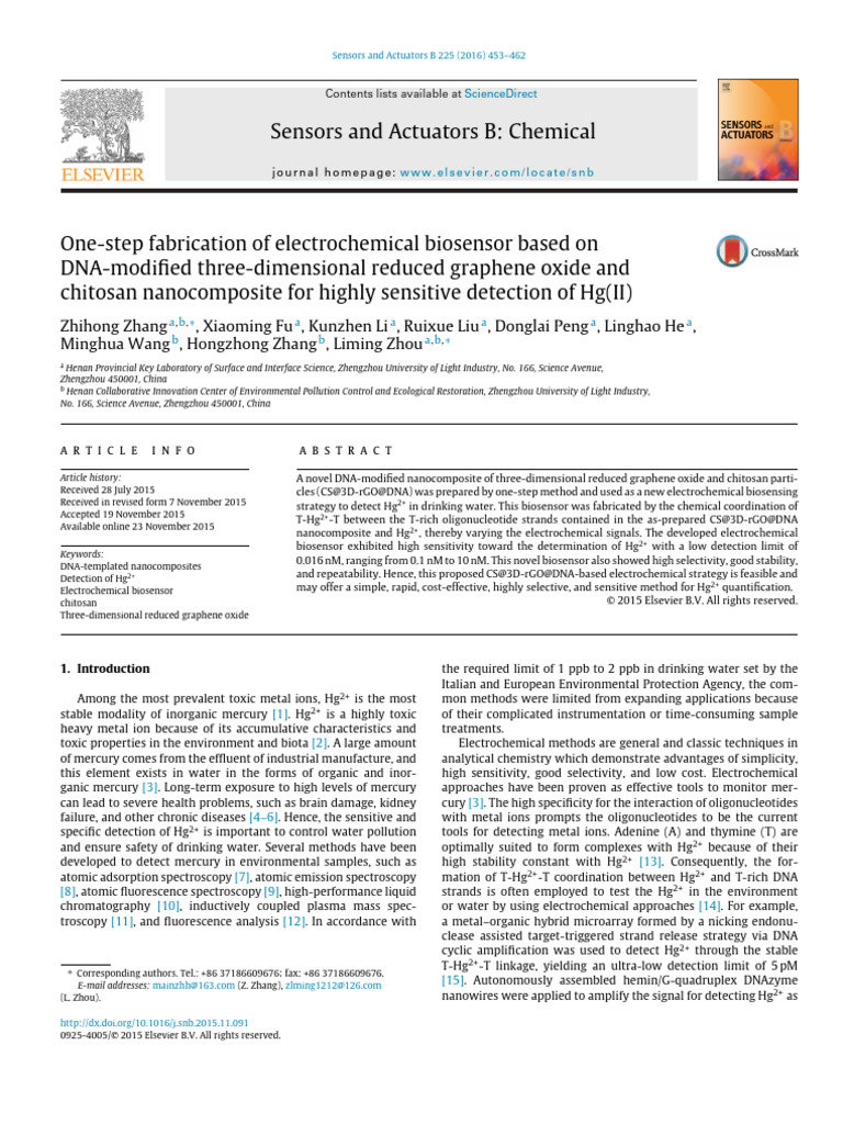 Sensors and Actuators B Chemical PDF Biosensor Graphene