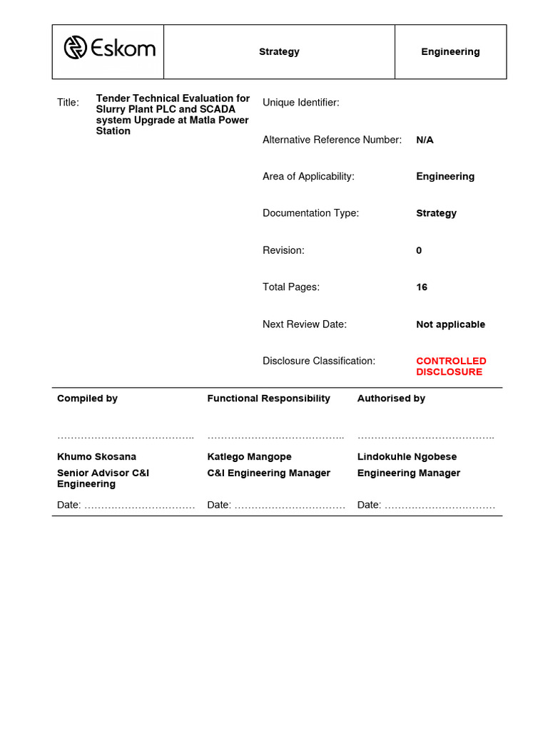 tender-technical-evaluation-strategy-for-slurry-plant-plc-and-scada