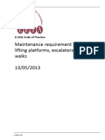 Maintenance requirement for lifts, lifting platforms, escalators and moving walkways