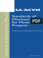 Standard of Disclosure For Mineral Project