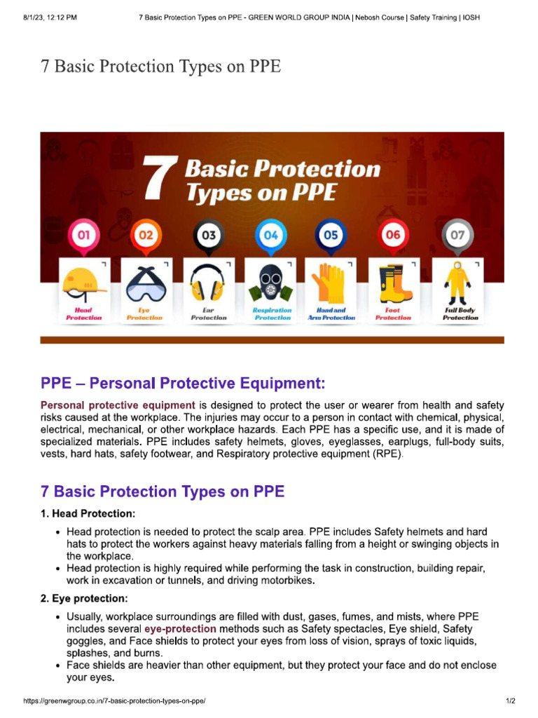 7 Basic Protection Types On PPE PDF